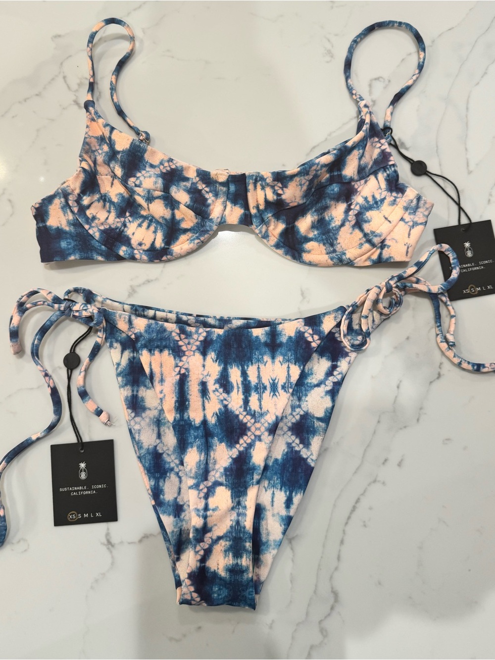 NWOT Skatie Blue and Pink Tie-Dye Underwire Bikini Set
